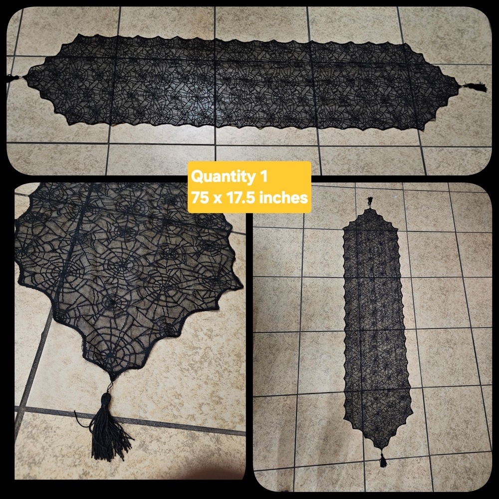 13 Piece Black Lace Halloween Decor Set - Picture 6 of 8